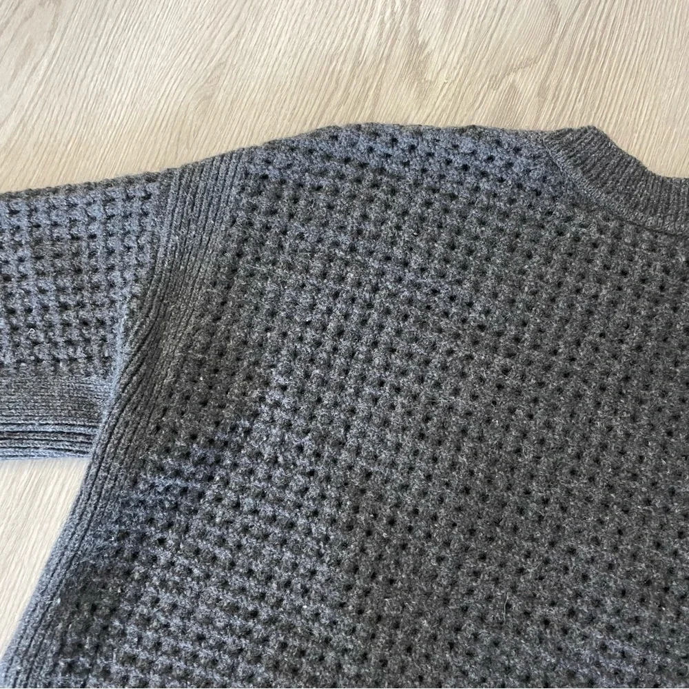 All Saints Eden Open Knit Sweater Marled Charcoal Gray